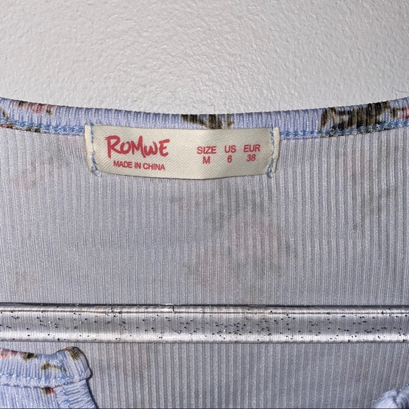 SHEIN Floral Lettuce Trim Crop Top Medium - Picture 8 of 8